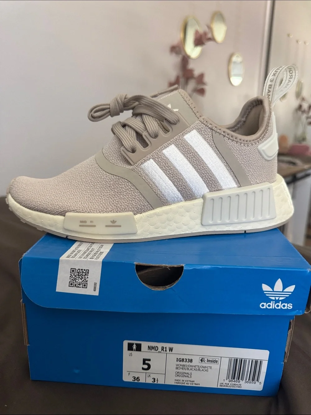 adidas NMD_R1 Women's Sneaker in Taupe & Cream